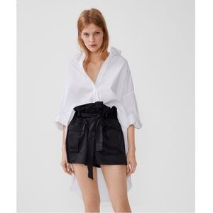 ZARA Satin Cargos Shorts Black